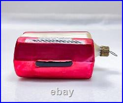 RARE Vintage Germany Larry Fraga Pink Accordion Blown Glass Christmas Ornament