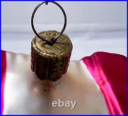 RARE Vintage Germany Larry Fraga Pink Accordion Blown Glass Christmas Ornament