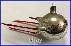 RARE! Vintage Glass Christmas Ornament Big Soviet Space Satellite 1960s