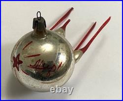 RARE! Vintage Glass Christmas Ornament Big Soviet Space Satellite 1960s