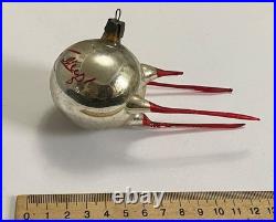 RARE! Vintage Glass Christmas Ornament Big Soviet Space Satellite 1960s