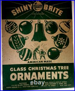 RARE Vintage Shiny Brite opaque non silvered stenciled ornaments. NOS. UV glow