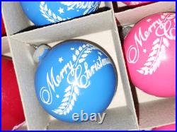 RARE Vintage Shiny Brite opaque non silvered stenciled ornaments. NOS. UV glow