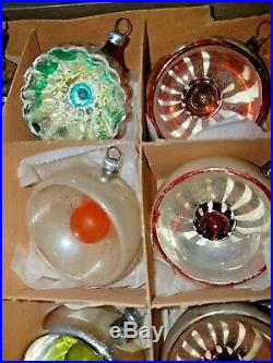 RARE Vintage Water Indent Mercury Glass Christmas Ornaments Diorama Kaleidoscope