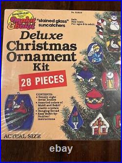 RARE! Vtg Makit & Bakit Stained Glass Suncatchers Deluxe Christmas Ornament Kit