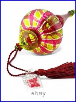 RARE Waterford Marquis Venetian Rosa Super Art Glass Christmas Ornament NIB