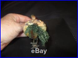 RARE old glass TURKEY Christmas ornament Victorian era antique clip on German