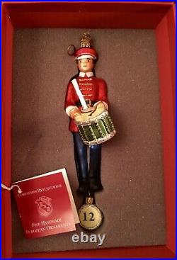 REED & BARTON 12 Days of Christmas 12 DRUMMERS DRUMMING Glass Ornament with Box