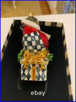 RETIRED HOLIDAY CARDINAL Mackenzie Childs Christmas glass ornament. NIB