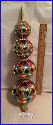 Radko 15 4 Tier Harlequin Finial Ornament 1989 Topper (3.11.19)