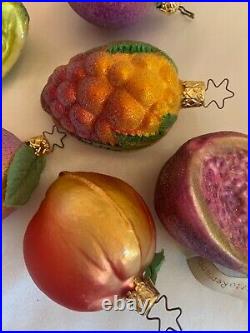 Radko Christmas Ornaments Lot of 8 Fruits, grapes, peaches, lime, pomegranate