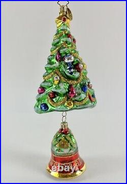 Radko Christmas Tree Bell 2 Piece Ornament with Dangling Bell Glass Ornament