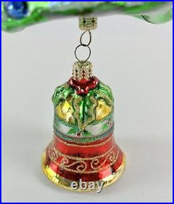 Radko Christmas Tree Bell 2 Piece Ornament with Dangling Bell Glass Ornament