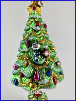 Radko Christmas Tree Bell 2 Piece Ornament with Dangling Bell Glass Ornament