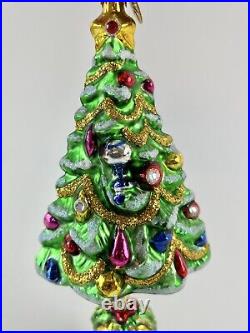 Radko Christmas Tree Bell 2 Piece Ornament with Dangling Bell Glass Ornament