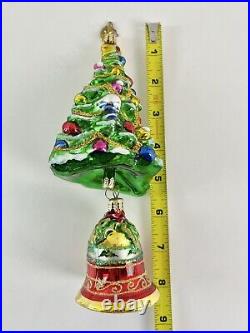 Radko Christmas Tree Bell 2 Piece Ornament with Dangling Bell Glass Ornament