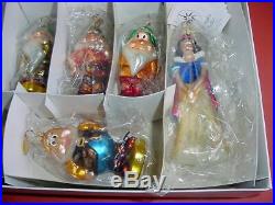 Radko Disney LE Petite Snow White Seven Dwarfs Glass Christmas Ornament Set-Box