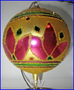 Radko FESTIVA BALL Jumbo PINK Gold Green Ball Christmas Ornament 96-212-0 Radko FESTIVA BALL Jumbo PINK Gold Green Ball Christmas Ornament 96-212-0