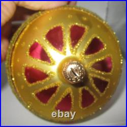 Radko FESTIVA BALL Jumbo PINK Gold Green Ball Christmas Ornament 96-212-0 Radko FESTIVA BALL Jumbo PINK Gold Green Ball Christmas Ornament 96-212-0
