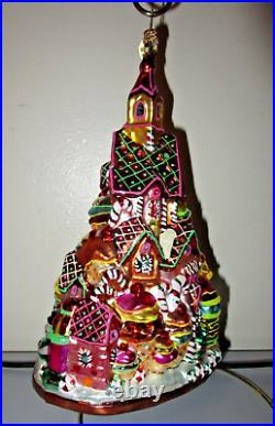 Radko GINGERBREAD LANE Candy Village Tree Glass Christmas Ornament 1010209 Mint