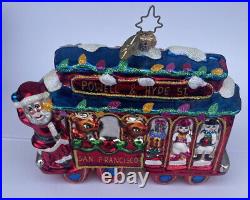 Radko Glass Christmas Trolley Ornament San Francisco Powell&Hyde Street With Box