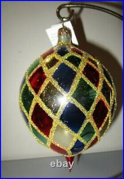 Radko HARLEQUIN Teardrop Christmas Ornament New NWT + Box