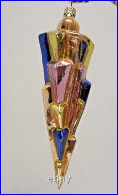 Radko ICE DECO Art Icicle Blue Pink Gold 7.5 Christmas Ornament 98-393-0