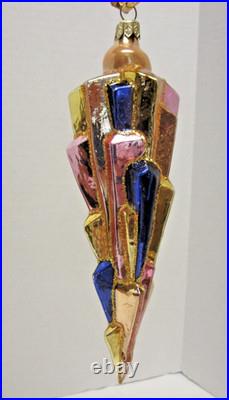 Radko ICE DECO Art Icicle Blue Pink Gold 7.5 Christmas Ornament 98-393-0