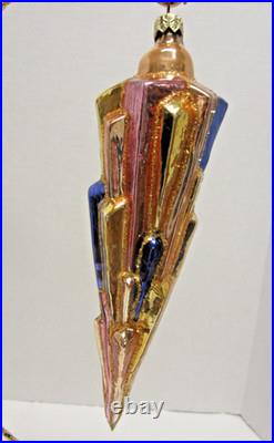 Radko ICE DECO Art Icicle Blue Pink Gold 7.5 Christmas Ornament 98-393-0