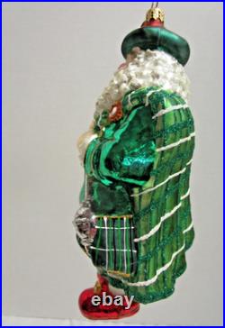 Radko MERRILY MARCHING Scottish Tartan Santa Glass Christmas Ornament 1015302