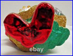 Radko MERRILY MARCHING Scottish Tartan Santa Glass Christmas Ornament 1015302