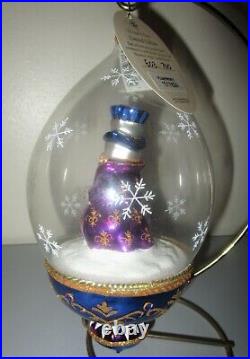 Radko PLUM FROSTY Snowman Dome LE 700 Glass Dome Christmas Ornament 1017624 NWT
