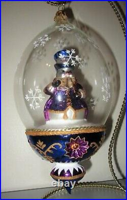 Radko PLUM FROSTY Snowman Dome LE 700 Glass Reflector Christmas Ornament 1017624