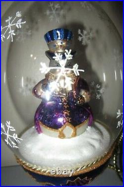 Radko PLUM FROSTY Snowman Dome LE 700 Glass Reflector Christmas Ornament 1017624