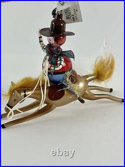 Radko Rare 2005 Round Up Cowboy Glass Christmas Ornament. Hand Blown 1011949
