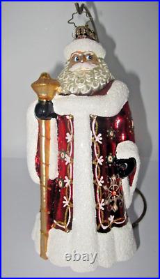 Radko Siberian Santa Claus Folk Art Gold Red Floral Christmas Ornament RARE Radko Siberian Santa Claus Folk Art Gold Red Floral Christmas Ornament RARE