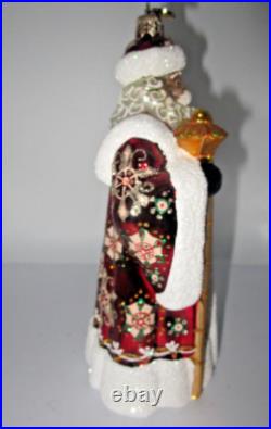 Radko Siberian Santa Claus Folk Art Gold Red Floral Christmas Ornament RARE Radko Siberian Santa Claus Folk Art Gold Red Floral Christmas Ornament RARE