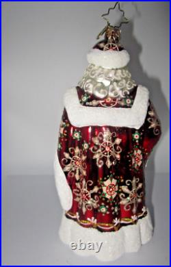 Radko Siberian Santa Claus Folk Art Gold Red Floral Christmas Ornament RARE Radko Siberian Santa Claus Folk Art Gold Red Floral Christmas Ornament RARE