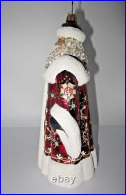 Radko Siberian Santa Claus Folk Art Gold Red Floral Christmas Ornament RARE Radko Siberian Santa Claus Folk Art Gold Red Floral Christmas Ornament RARE