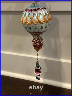 Radko Two-Piece Hang On'Til Christmas Santa Hot Air Balloon Christmas Ornament