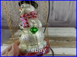 Radko snowman gilded cage gold 9 string RARE blown ornament glass xmas tree hol