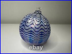 Rare 1880s Hand-Blown Iridescent Glass Christmas Ornament Sphere