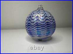 Rare 1880s Hand-Blown Iridescent Glass Christmas Ornament Sphere