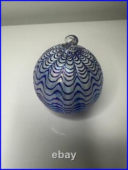 Rare 1880s Hand-Blown Iridescent Glass Christmas Ornament Sphere