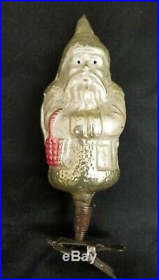 Rare 1920's Santa Father Christmas with Basket On Clip German Glass Ornament