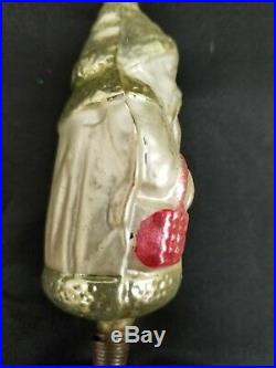 Rare 1920's Santa Father Christmas with Basket On Clip German Glass Ornament