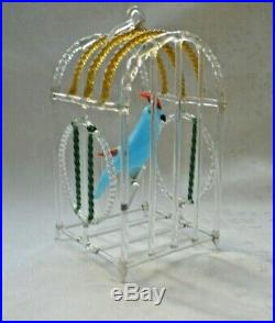 Rare 1920s German Art Glass Christmas Bird Cage Ornament Large 3 3/4 inches Tall