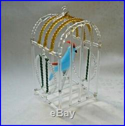 Rare 1920s German Art Glass Christmas Bird Cage Ornament Large 3 3/4 inches Tall