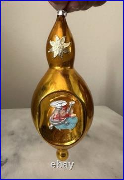 Rare 7 West Germany Glass Finial Indent Ornament Santa Helicopter Mica Cloud