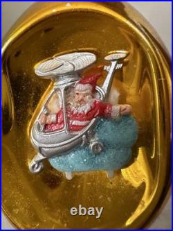 Rare 7 West Germany Glass Finial Indent Ornament Santa Helicopter Mica Cloud